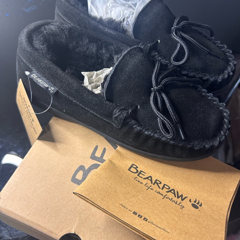 BearPaw Black Suede Moccasins